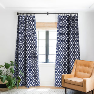 Navy Patterned Curtains Wayfair
