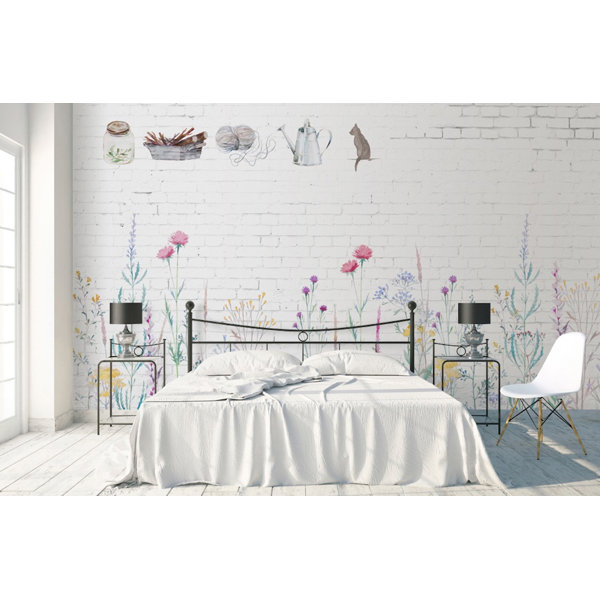 White Brick Wall Wayfair White brick wall in a rustic bedroom. white brick wall