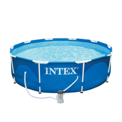 Intex 10ft x 30in Metal Frame Swimming Pool Set with Filter and Debris Cover