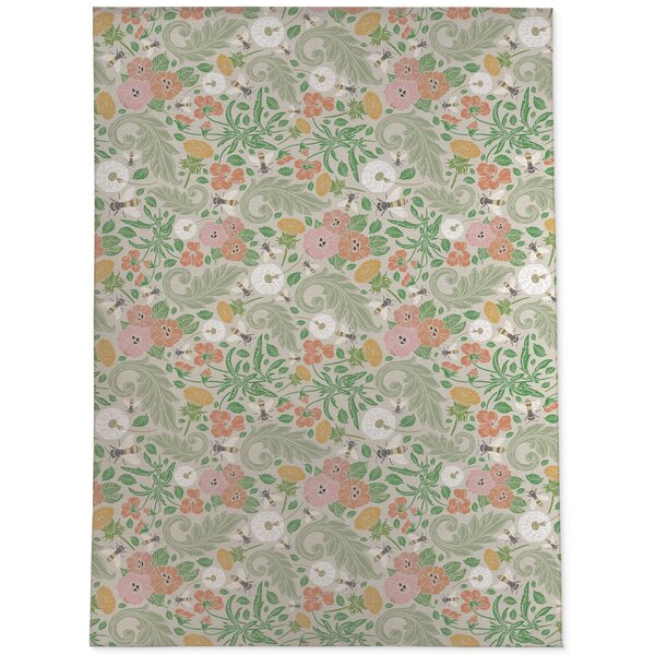 Winston Porter Euria Green/Pink/Blush Area Rug & Reviews | Wayfair