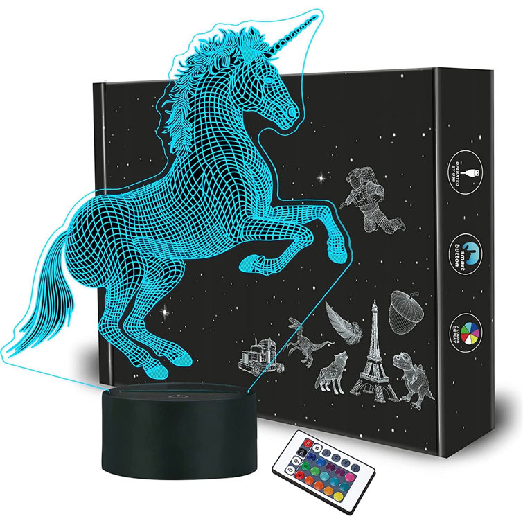 Unicorn Horse 3D illusion LED Lamp Touch Switch Table Desk Night Light Kids Gift 