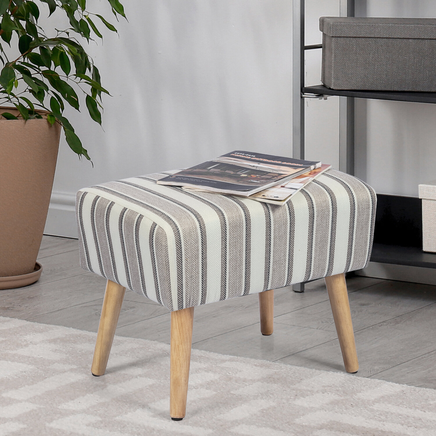 barahona simple nordic striped seat vanity stool