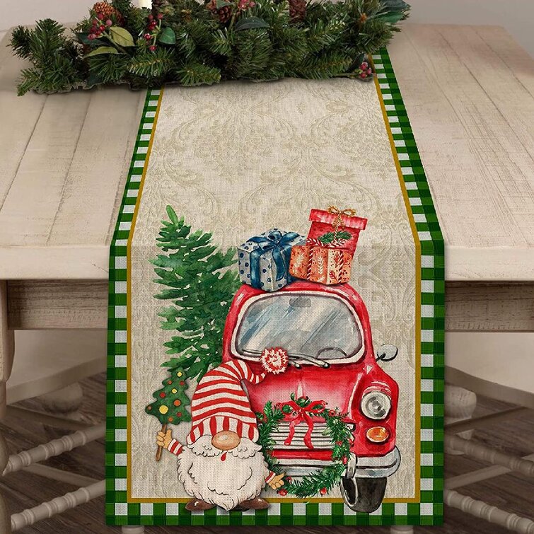 Red Truck rustic new Burlap Christmas Table Runner 54 inch 