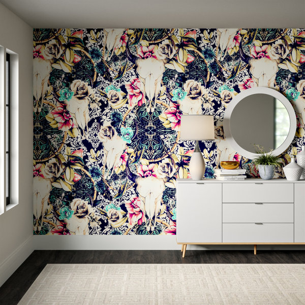 East Urban Home Marta Barragan Camarasa Floral Bohemian Skull Wall Mural Wayfair