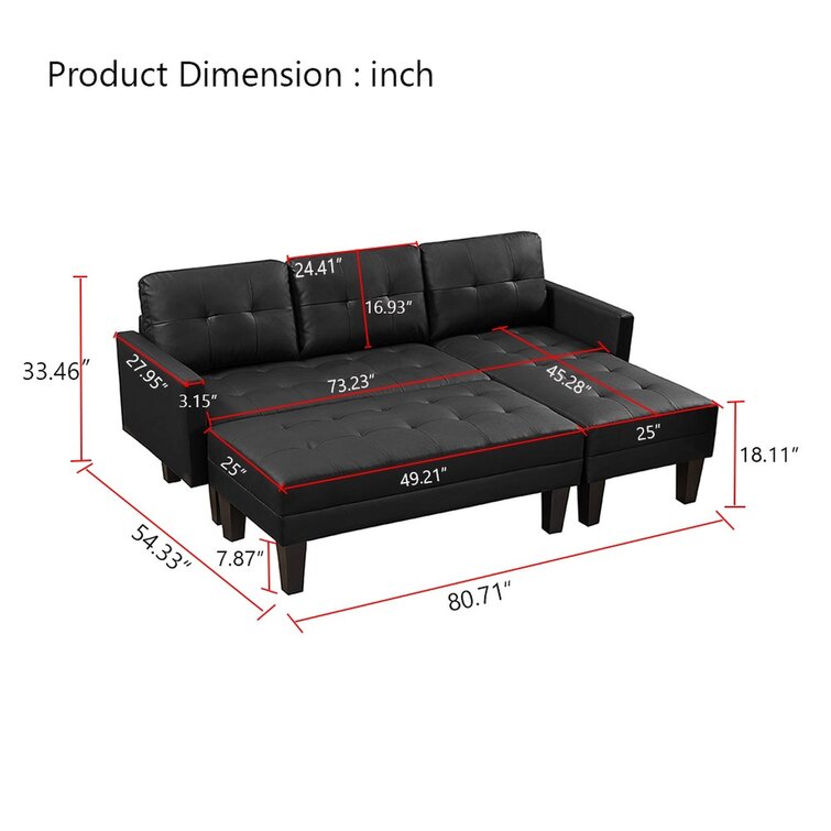 Details about   Sofa Bed w/ Armrest Faux Leather Furniture Living Room Black/White 