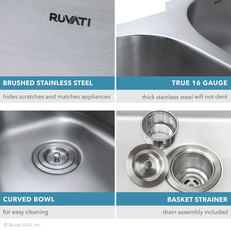 Ruvati Parmi 18 L X 16 W Undermount Kitchen Sink With Basket Strainer Reviews Wayfair