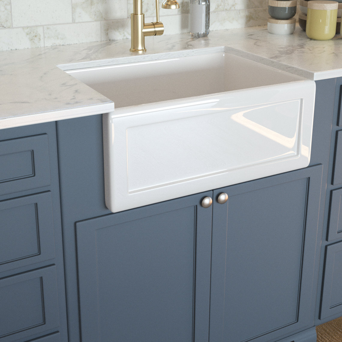 Logmey Ceramic Porcelain Reversible 24 L X 18 W Farmhouse Kitchen Sink With Basket Strainer Wayfair