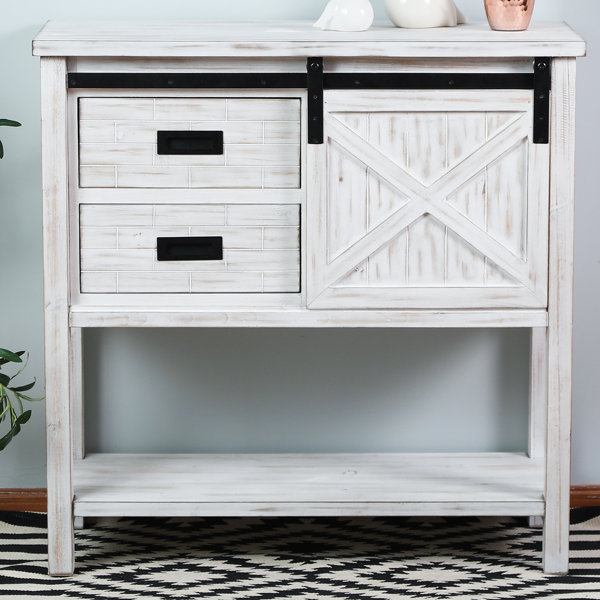 Gracie Oaks Nilsa Wood Sliding Door Console Table Wayfair
