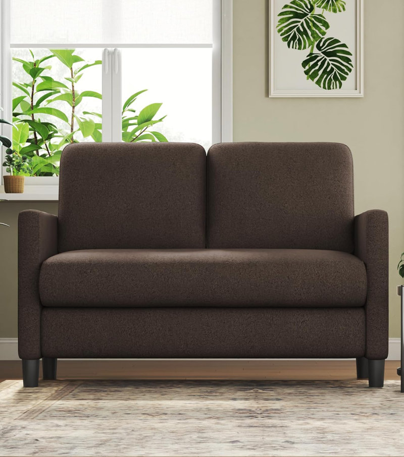 i(ncomplete)Jekayla Mini Teddy Fleece Sofa 50.99 "Square Armrest with Pocket Spring Fabric: Brown Teddy Fleece