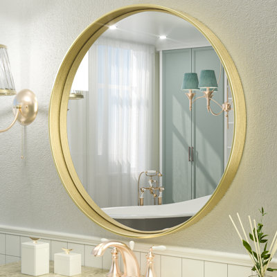 FRAME BLACK Valancia Round Bathroom Vanity Mirror with 2" Aluminum Alloy Frame, Wall Mirror with Shatter-proof Film, Decorative Mirror for Entryway