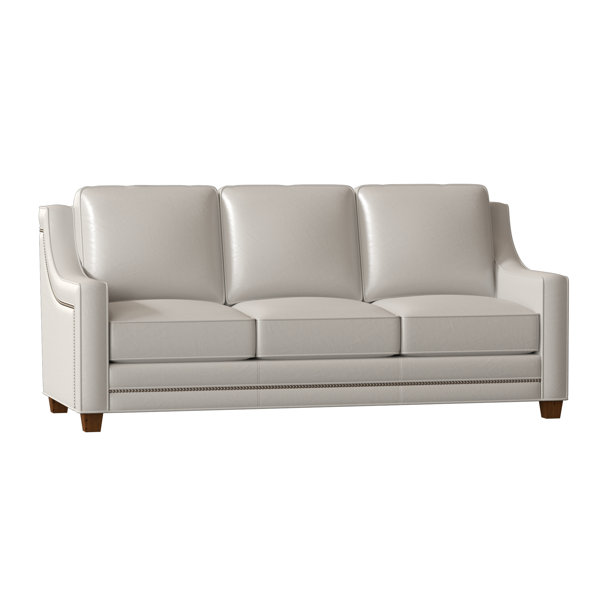 Omnia Leather Fifth Ave Genuine Leather 80" Square Arm ...