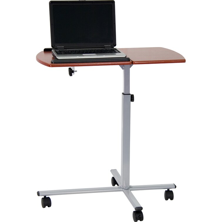 Cherry Finish Adjustable Height Laptop Mobile Computer Table Speaker Stand 