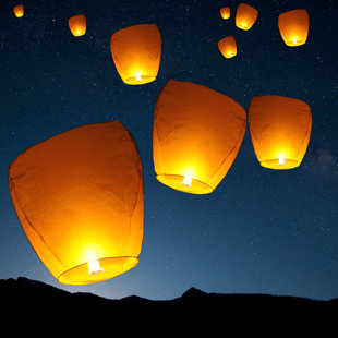 Sky Chinese Flying Wish Light Paper Lantern (Set of 10)