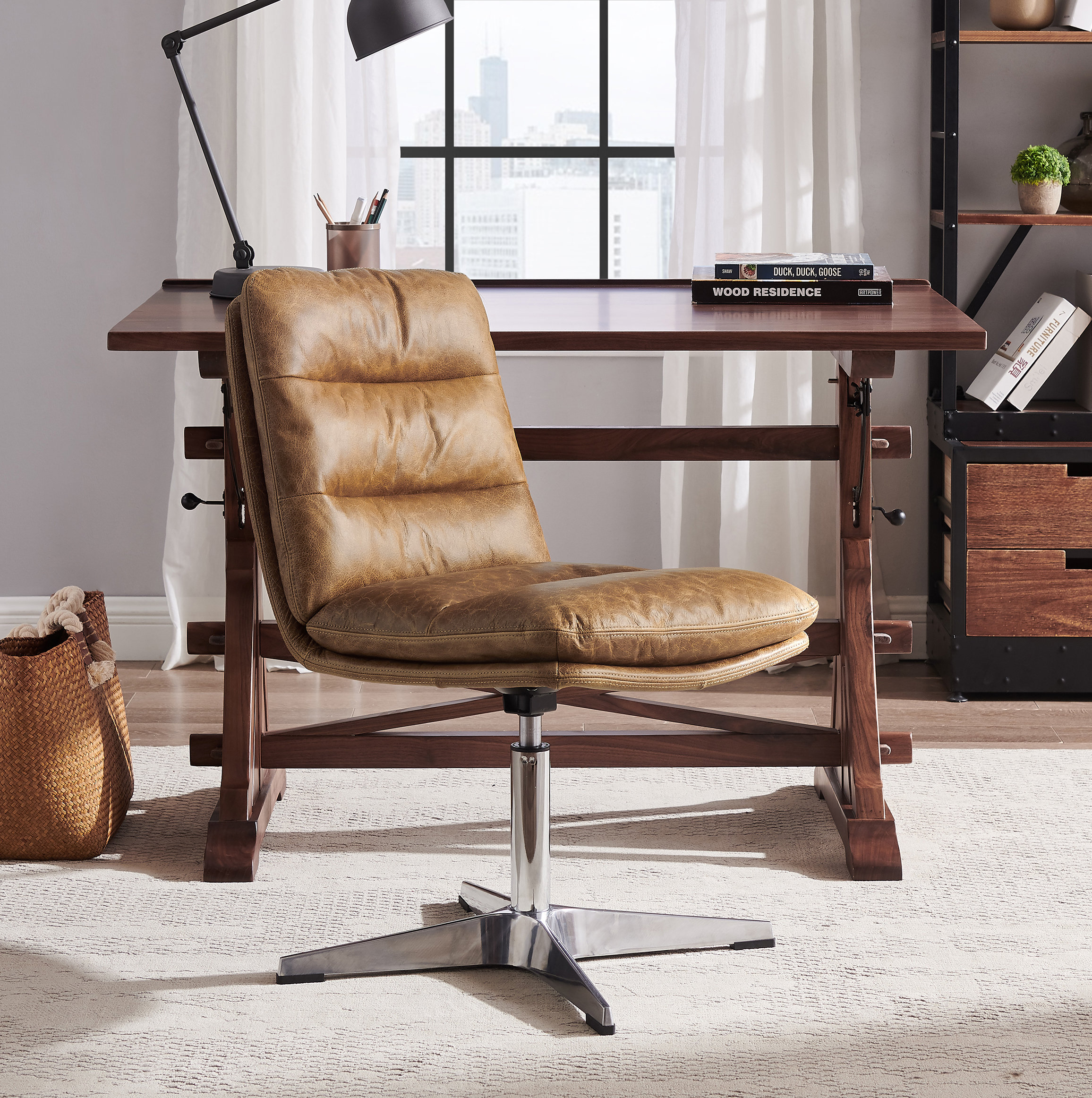17 Stories Whiting Genuine Leather Task Chair & Reviews Wayfair