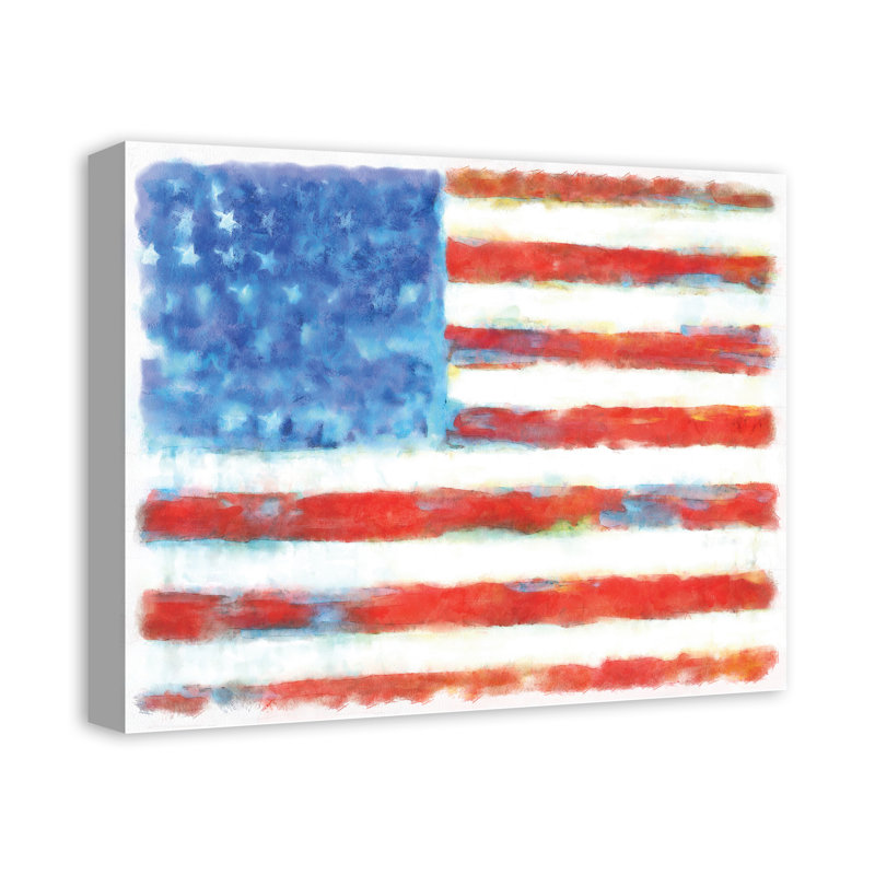 Winston Porter American Flag Watercolor Painting Print On