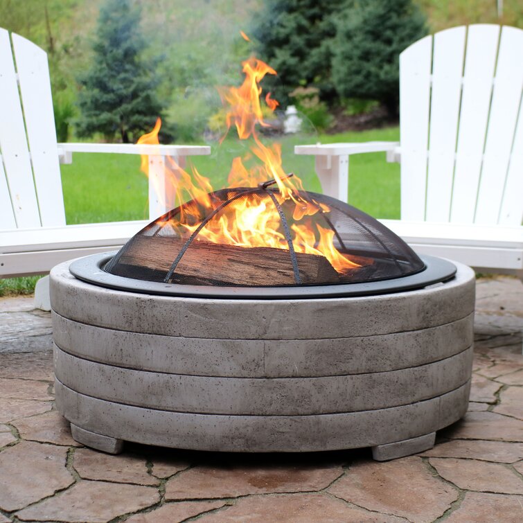 Sand & Stable Joanne Faux Stone Ring Concrete Wood Burning Fire Pit &  Reviews | Wayfair