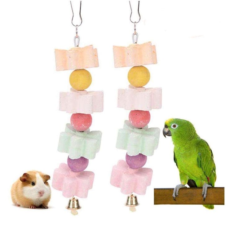 Parrot Rabbit Hamster Chew Toy Natural Lava Pet Teeth Grinding Stone String Gift