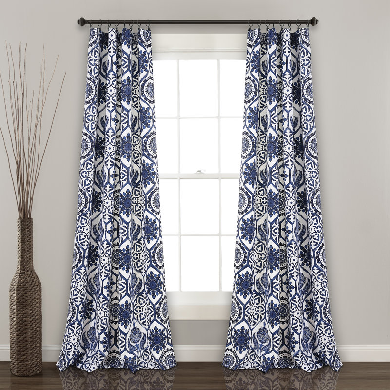 Liggett Floral Room Darkening Rod Pocket Curtain Panels