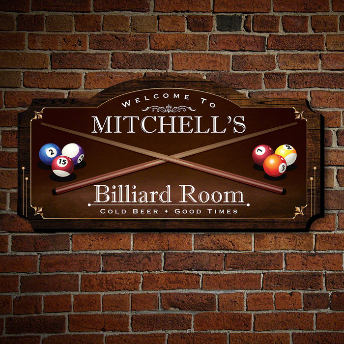 Winston Porter Swineford Billiard Room Personalized Wood Home Sign