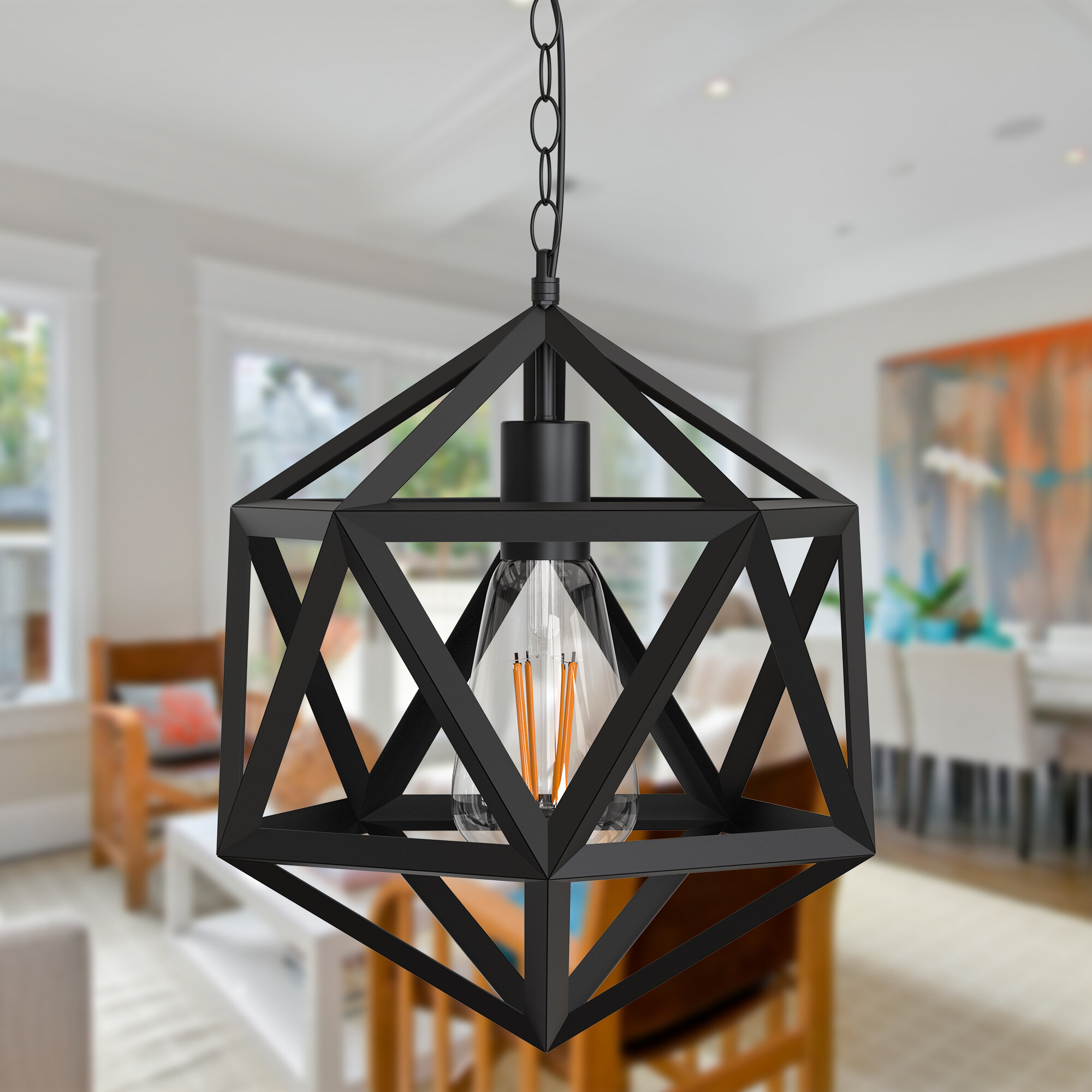 black geometric pendant light