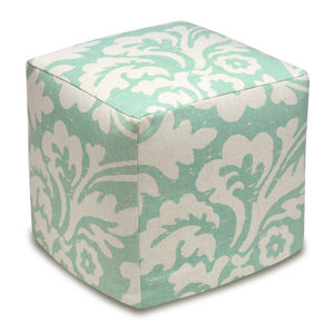 Jacobean Floral Upholstered Cube Ottom..