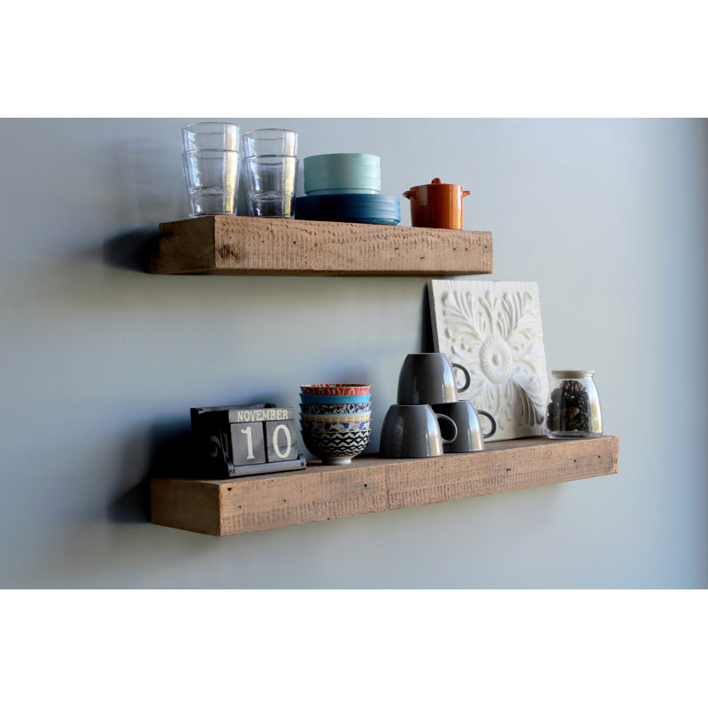 Williston Forge Corda Reclaimed Barn Wood Floating Wall Shelf