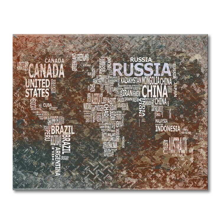 Wandbild 80x60cm Asien Karte Weltkarte Leinwand Bild GERAHMT art.work