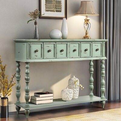 August Grove Eskridge 48" Solid Wood Console Table  Color: Mint Green