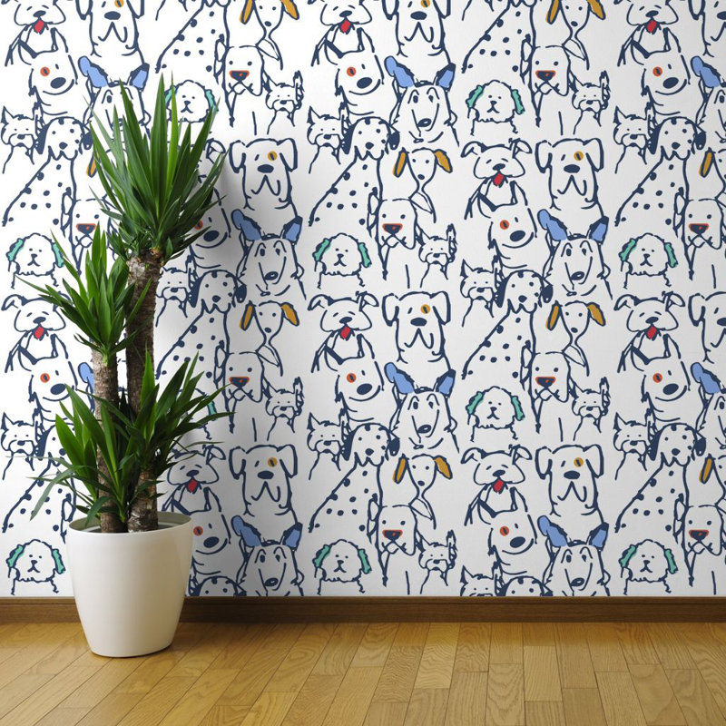 Harriet Bee Fulk Dog Removable Peel and Stick Wallpaper Roll | Wayfair