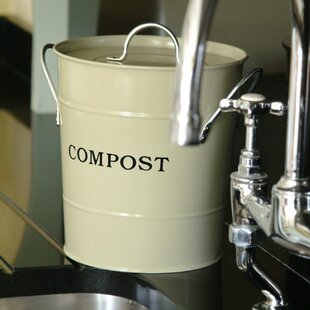 Compost Bucket Bin Steel Kitchen Waste Pail with Lid Plastic Inner Navy 