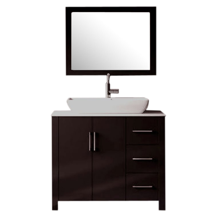 Kokols 36" Single Free Standing Bathroom Vanity Set with Mirror