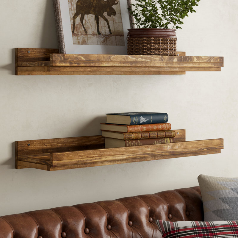Three Posts Tishie 2 Piece Pine Solid Wood Floating Shelf Reviews Wayfair