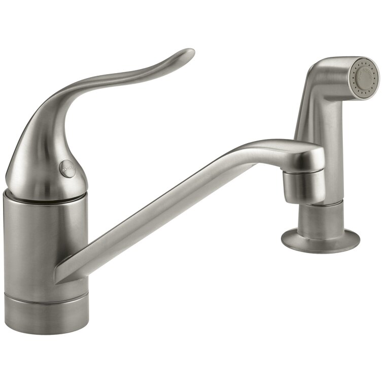 Kohler Coralais Two Hole Kitchen Sink Faucet With 8 1 2 Spout Matching Finish Side Spray And Lever Handle Wayfair