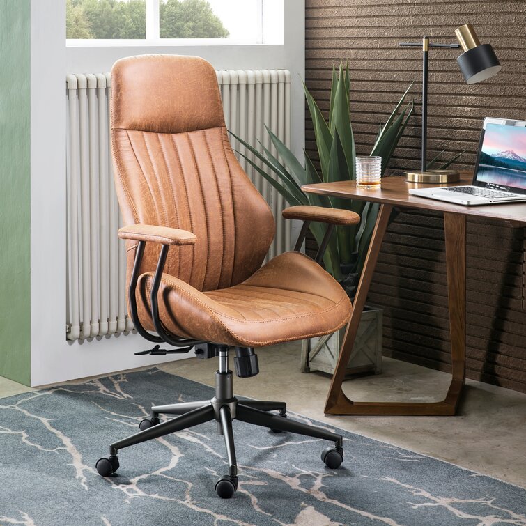 BROWN TRADITIONAL EXECUTIVE COMPUTER OFFICE DESK CHAIR 