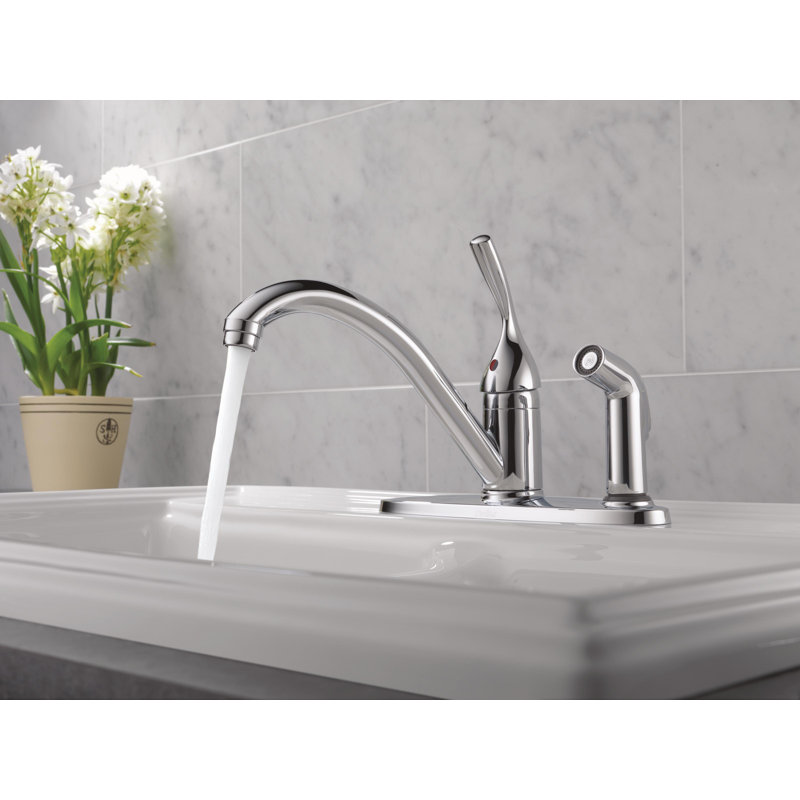 300 Dst Delta Classic Single Handle Standard Kitchen Faucet With Side Spray And Diamond Seal Technology Reviews Wayfair