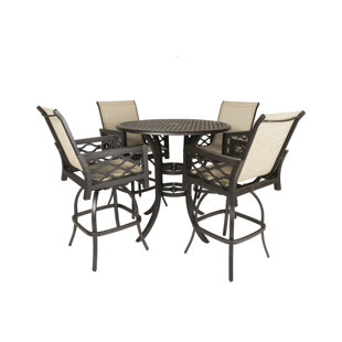 Fridley 5 Piece Sunbrella Bar Height Dining Set by