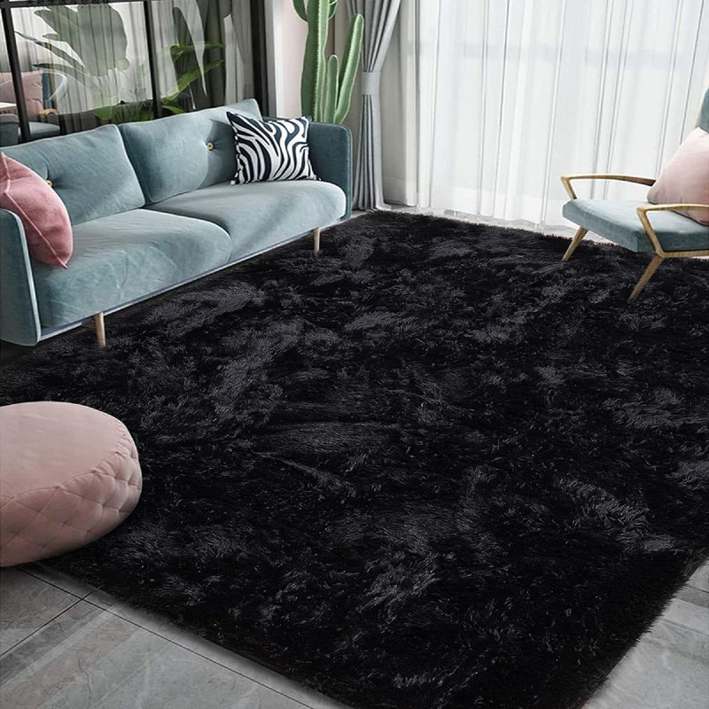 Antrese Shag Black Area Rug Rug Size: Rectangle 9' x 12'