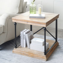 White Wood Aluminum Framed Two Tiered Display Table Set 