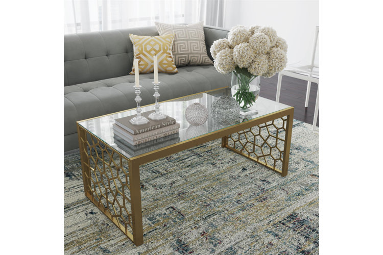 wayfair gold glass side table