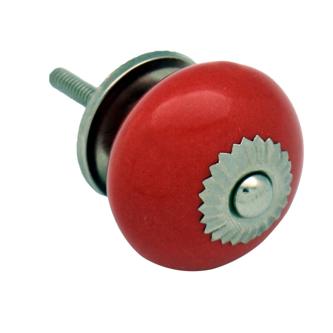 Handpainted 40mm Diameter Round Knob red