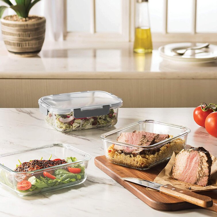 Prime Cook Glass Food Container Storage In Rectangle 3 Pieces Set Reviews Wayfair