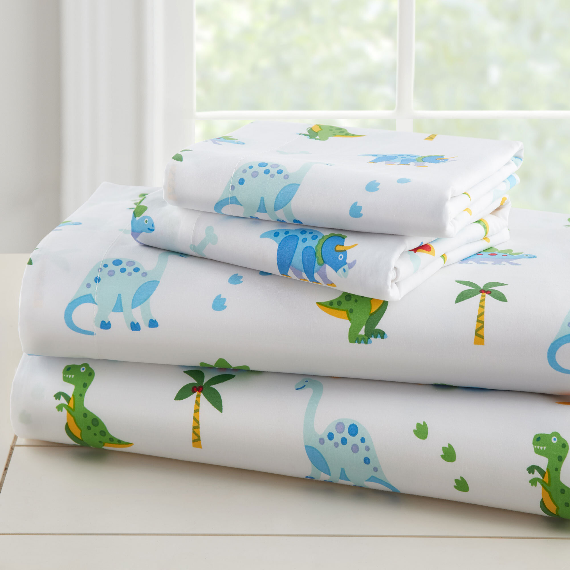 Wildkin Dinosaur Land 100 Organic Cotton Flannel 3 Piece Toddler Bedding Set Wayfair