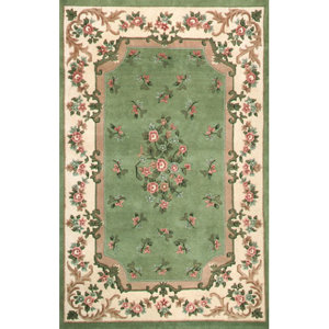 Floral Garden Aubusson Light Green/Ivory Area Rug