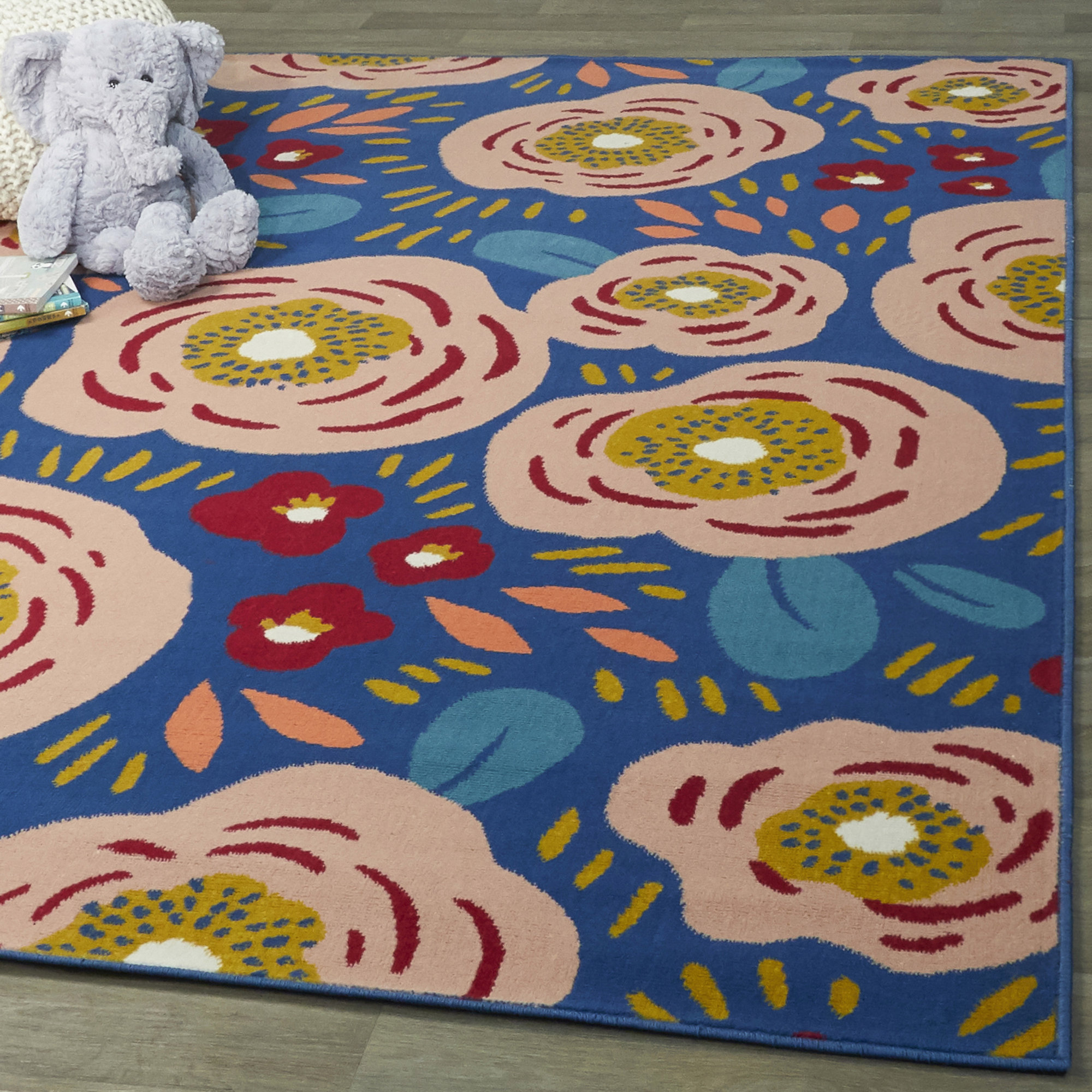 Zoomie Kids Ophir Floral Area Rug in Blue Wayfair
