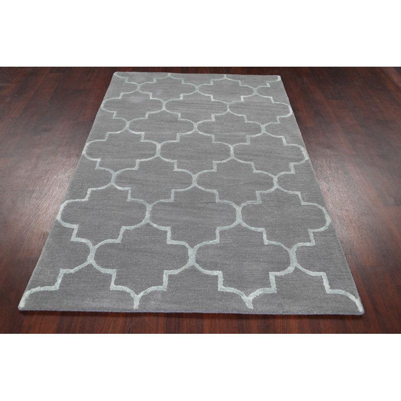 Red Barrel Studio Koehl Handmade Tufted Wool Silk Gray Rug Wayfair