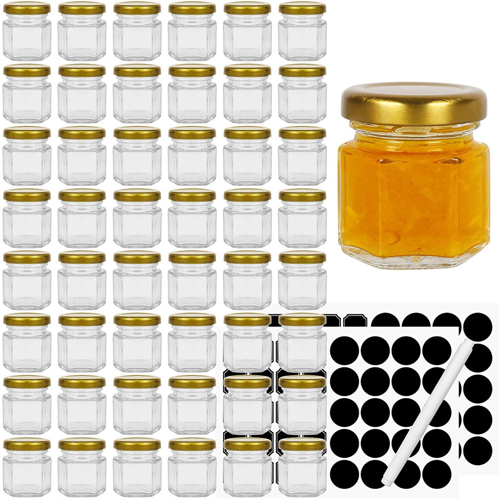 Hexagon Glass Jars 6oz Premium Food-grade Mini Jars With Lids For Gifts Weddi 