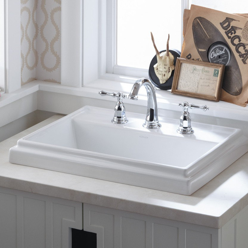 Tresham Ceramic Rectangular Drop In Bathroom Sink With Overflow