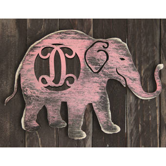 Amonogramartunlimited Elephant Rustic Single Letter Wooden Shape