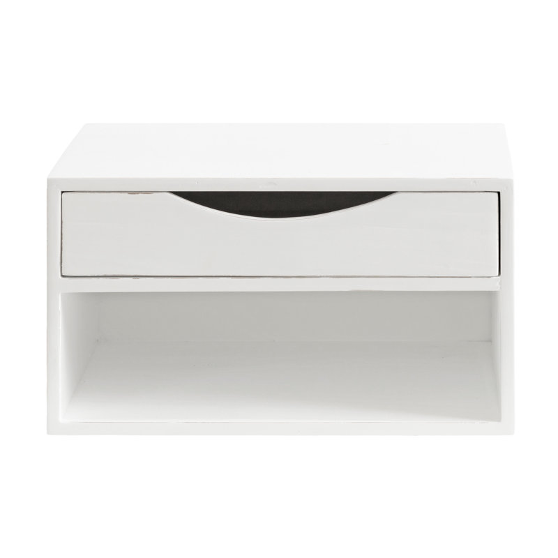 Adeana Poplar Solid Wood Floating Shelf with Drawer Color/Finish: White