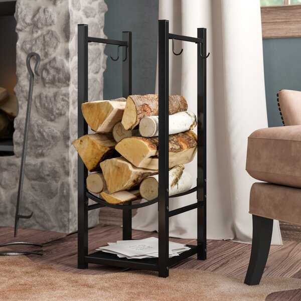 Metal Modern Log Holder Black Or Pewter Metal Wood Storage Metal